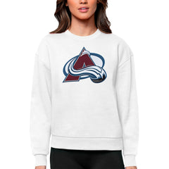 Colorado Avalanche Antigua Women's Team Logo Victory Crewneck Pullover Sweatshirt - White - NHL