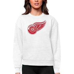 Detroit Red Wings Antigua Women's Team Logo Victory Crewneck Pullover Sweatshirt - White - NHL