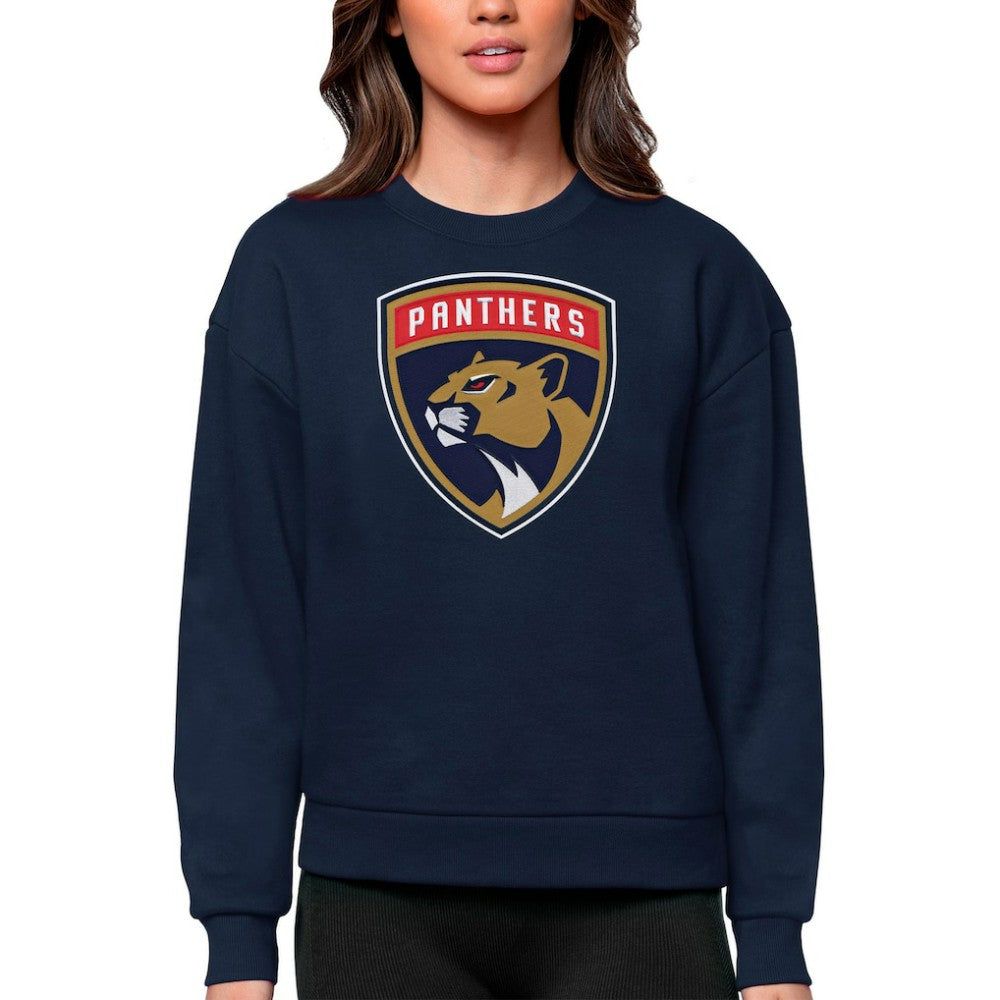 Florida Panthers Antigua Women's Team Logo Victory Crewneck Pullover Sweatshirt - Navy - NHL