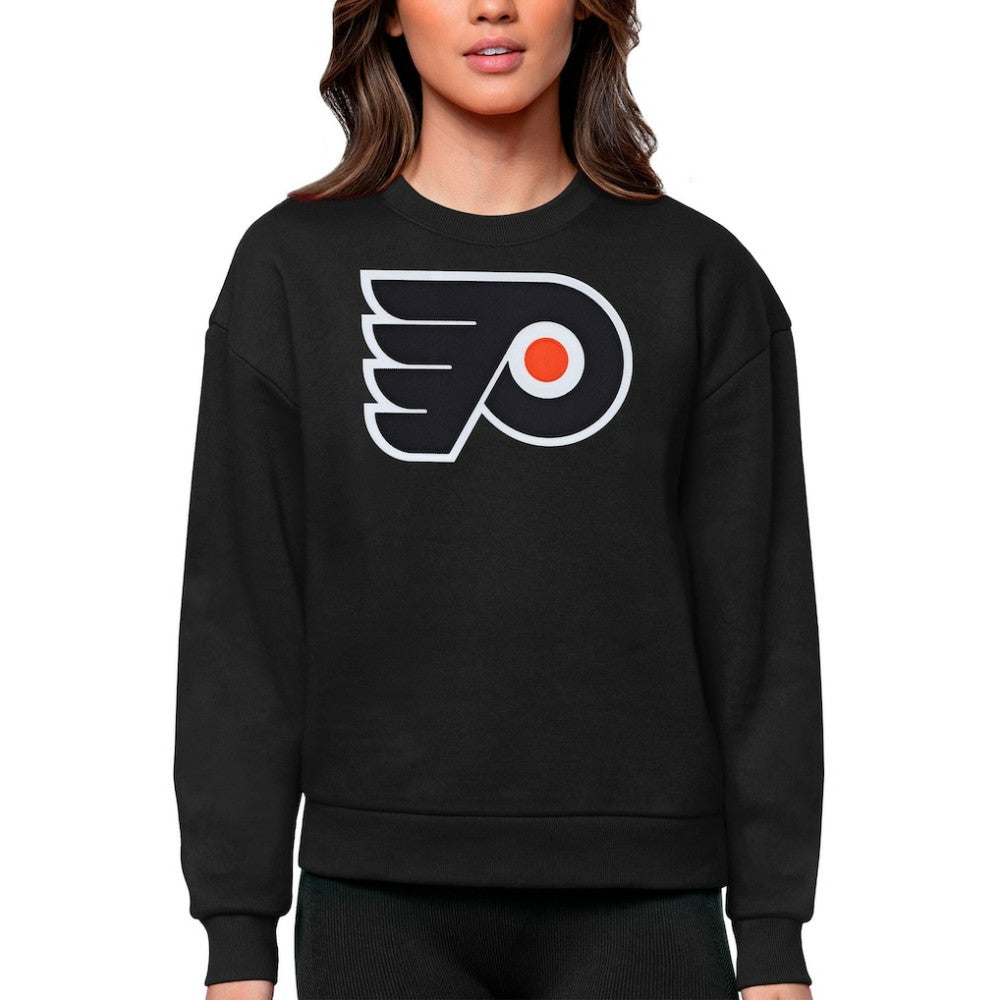 Philadelphia Flyers Antigua Women's Team Logo Victory Crewneck Pullover Sweatshirt - Black - NHL