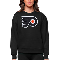 Philadelphia Flyers Antigua Women's Team Logo Victory Crewneck Pullover Sweatshirt - Black - NHL