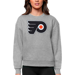 Philadelphia Flyers Antigua Women's Team Logo Victory Crewneck Pullover Sweatshirt - Heather Gray - NHL