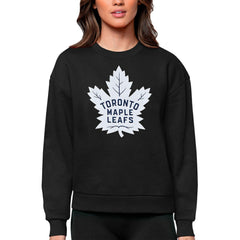 Toronto Maple Leafs Antigua Women's Team Logo Victory Crewneck Pullover Sweatshirt - Black - NHL