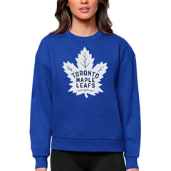 Toronto Maple Leafs Antigua Women's Team Logo Victory Crewneck Pullover Sweatshirt - Royal - NHL