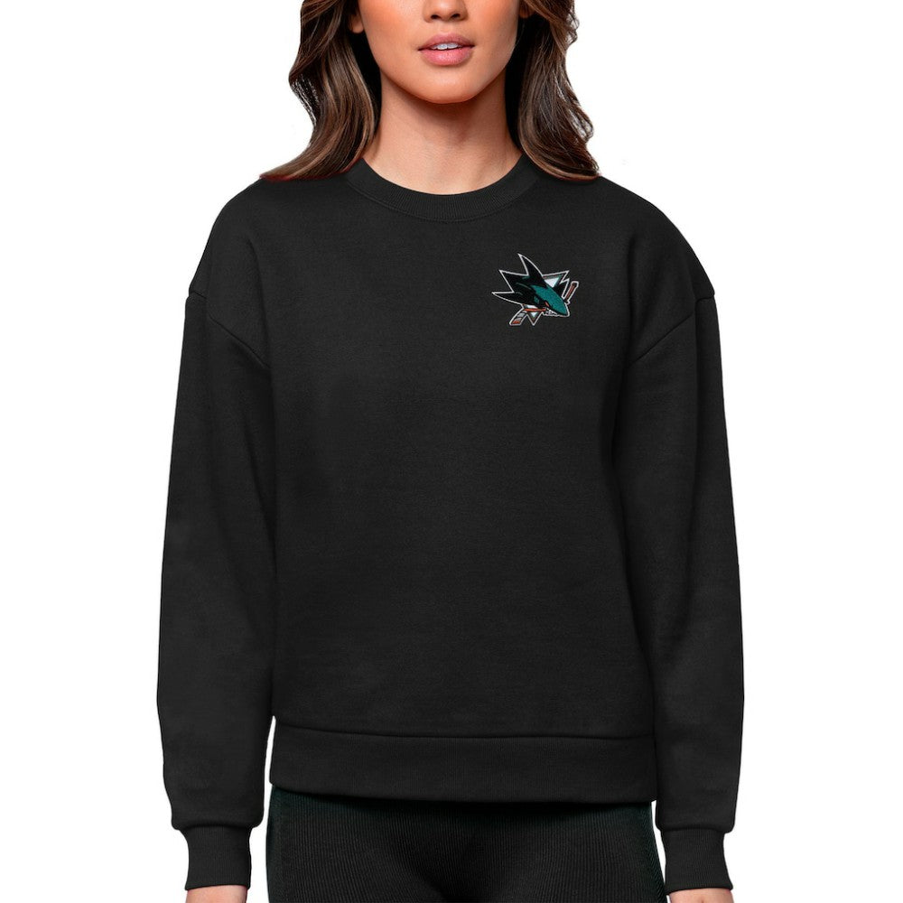 San Jose Sharks Antigua Women's Victory Crewneck Pullover Sweatshirt - Black - NHL