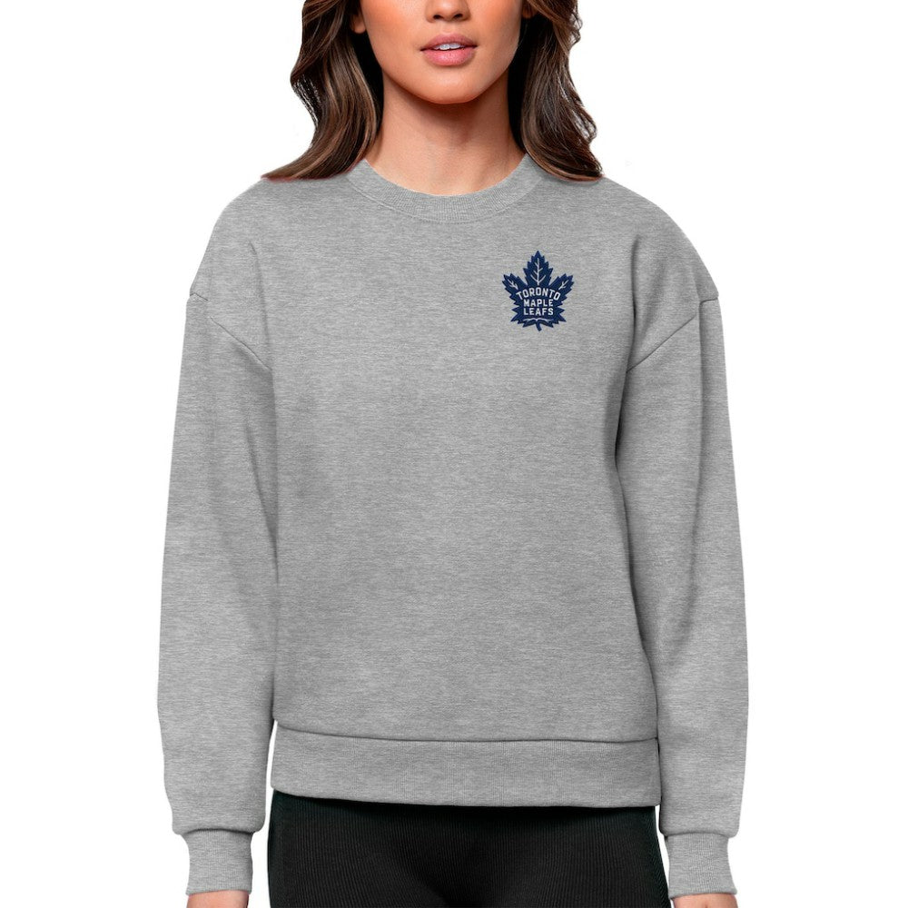 Toronto Maple Leafs Antigua Women's Victory Crewneck Pullover Sweatshirt - Heather Gray - NHL