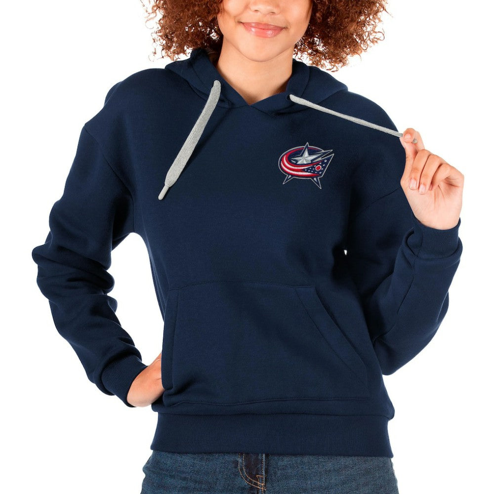 Columbus Blue Jackets Antigua Women's Victory Pullover Hoodie - Navy - NHL