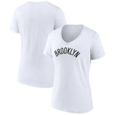 Brooklyn Nets Women's Wordmark V-Neck T-Shirt White - NBA