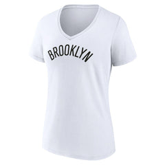 Brooklyn Nets Women's Wordmark V-Neck T-Shirt White - NBA