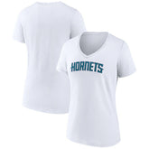 Charlotte Hornets Women's Wordmark V-Neck T-Shirt White - NBA