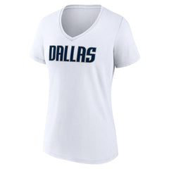 Dallas Mavericks Women's Wordmark V-Neck T-Shirt White - NBA