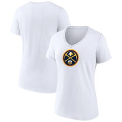 Denver Nuggets Women's Logo V-Neck T-Shirt White - NBA
