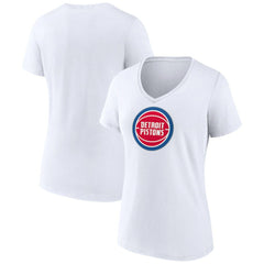 Detroit Pistons Women's Logo V-Neck T-Shirt White - NBA