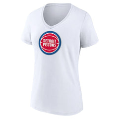 Detroit Pistons Women's Logo V-Neck T-Shirt White - NBA
