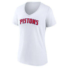 Detroit Pistons Women's Wordmark V-Neck T-Shirt White - NBA