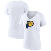 Indiana Pacers Women's Logo V-Neck T-Shirt White - NBA