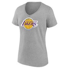Los Angeles Lakers Women's Logo V-Neck T-Shirt Gray - NBA