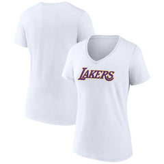 Los Angeles Lakers Women's Wordmark V-Neck T-Shirt White - NBA