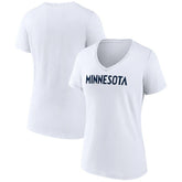 Minnesota Timberwolves Women's Wordmark V-Neck T-Shirt White - NBA