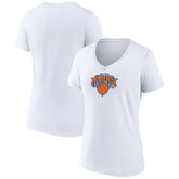 New York Knicks Women's Logo V-Neck T-Shirt White - NBA