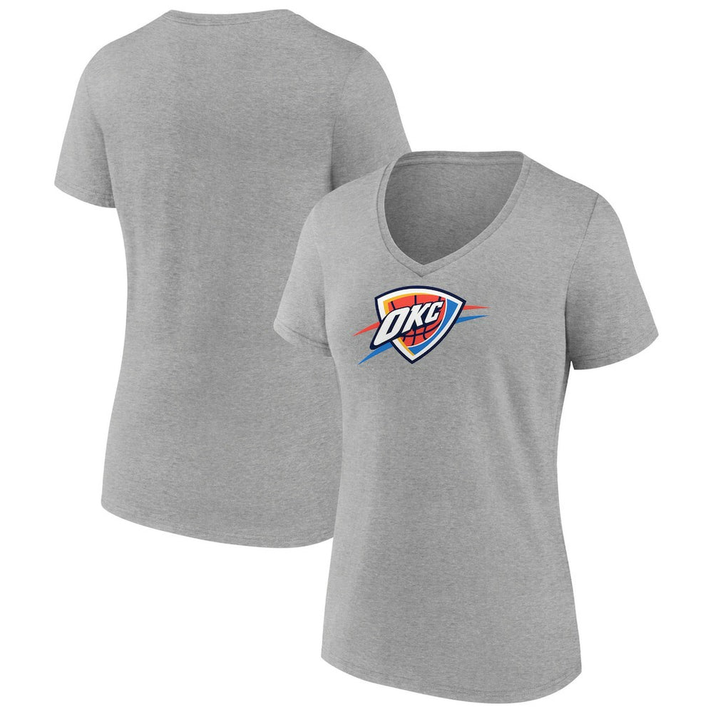 Oklahoma City Thunder Women's Logo V-Neck T-Shirt Gray - NBA