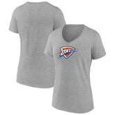 Oklahoma City Thunder Women's Logo V-Neck T-Shirt Gray - NBA