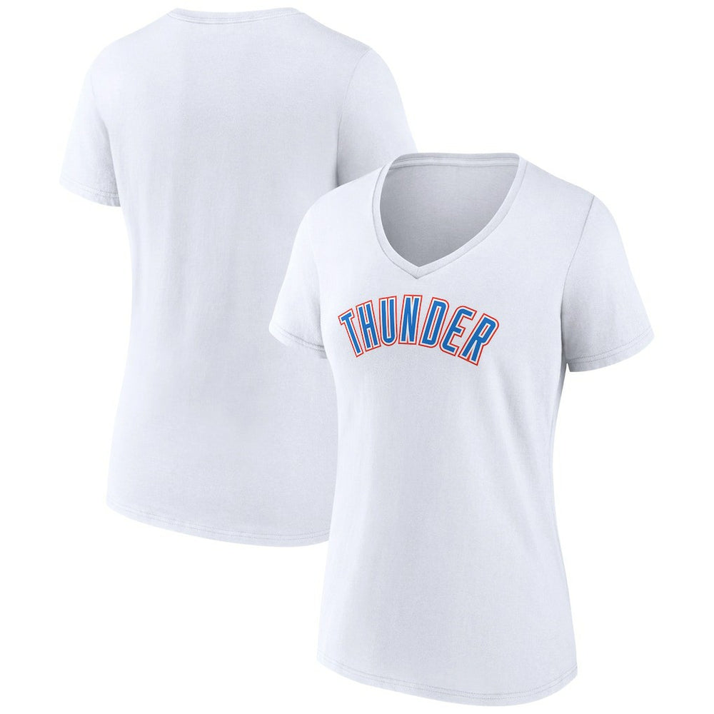 Oklahoma City Thunder Women's Wordmark V-Neck T-Shirt White - NBA