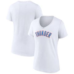 Oklahoma City Thunder Women's Wordmark V-Neck T-Shirt White - NBA