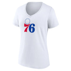 Philadelphia 76ers Women's Logo V-Neck T-Shirt White - NBA