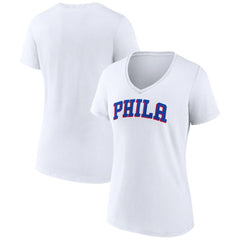 Philadelphia 76ers Women's Wordmark V-Neck T-Shirt White - NBA