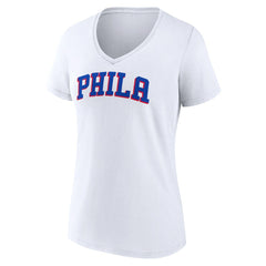 Philadelphia 76ers Women's Wordmark V-Neck T-Shirt White - NBA