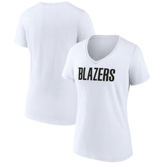 Portland Trail Blazers Women's Wordmark V-Neck T-Shirt White - NBA