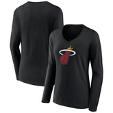 Miami Heat Women's Logo Long Sleeve V-Neck T-Shirt Black - NBA