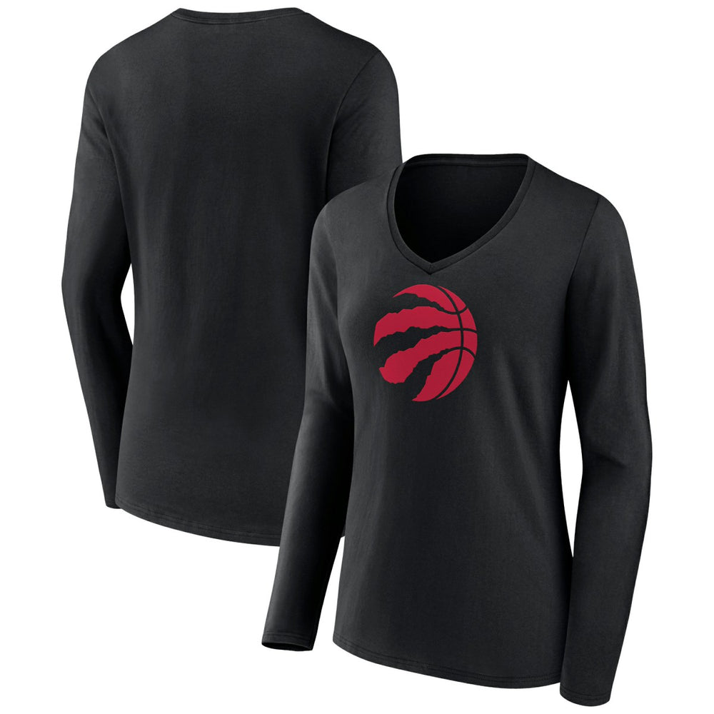 Toronto Raptors Women's Logo Long Sleeve V-Neck T-Shirt Black - NBA
