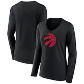 Toronto Raptors Women's Logo Long Sleeve V-Neck T-Shirt Black - NBA