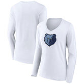 Memphis Grizzlies Women's Logo Long Sleeve V-Neck T-Shirt White - NBA