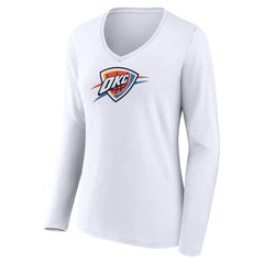 Oklahoma City Thunder Women's Logo Long Sleeve V-Neck T-Shirt White - NBA