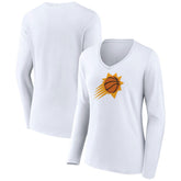 Phoenix Suns Women's Logo Long Sleeve V-Neck T-Shirt White - NBA