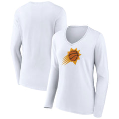 Phoenix Suns Women's Logo Long Sleeve V-Neck T-Shirt White - NBA