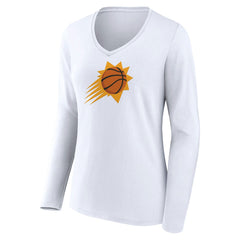 Phoenix Suns Women's Logo Long Sleeve V-Neck T-Shirt White - NBA