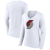 Portland Trail Blazers Women's Logo Long Sleeve V-Neck T-Shirt White - NBA