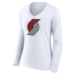 Portland Trail Blazers Women's Logo Long Sleeve V-Neck T-Shirt White - NBA