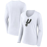 San Antonio Spurs Women's Logo Long Sleeve V-Neck T-Shirt White - NBA