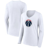 Washington Wizards Women's Logo Long Sleeve V-Neck T-Shirt White - NBA