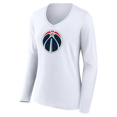Washington Wizards Women's Logo Long Sleeve V-Neck T-Shirt White - NBA