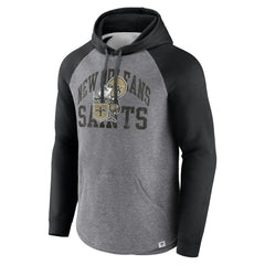 New Orleans Saints Favorite Arch Raglan Pullover Hoodie Heather Gray | Fanatics