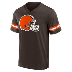 Cleveland Browns Jersey Tackle V-Neck T-Shirt Brown | Fanatics