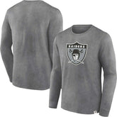Las Vegas Raiders Washed Primary Long Sleeve T-Shirt Heather Charcoal | Fanatics
