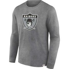 Las Vegas Raiders Washed Primary Long Sleeve T-Shirt Heather Charcoal | Fanatics