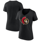 Ottawa Senators Women's Team Logo V-Neck T-Shirt - Black - NHL